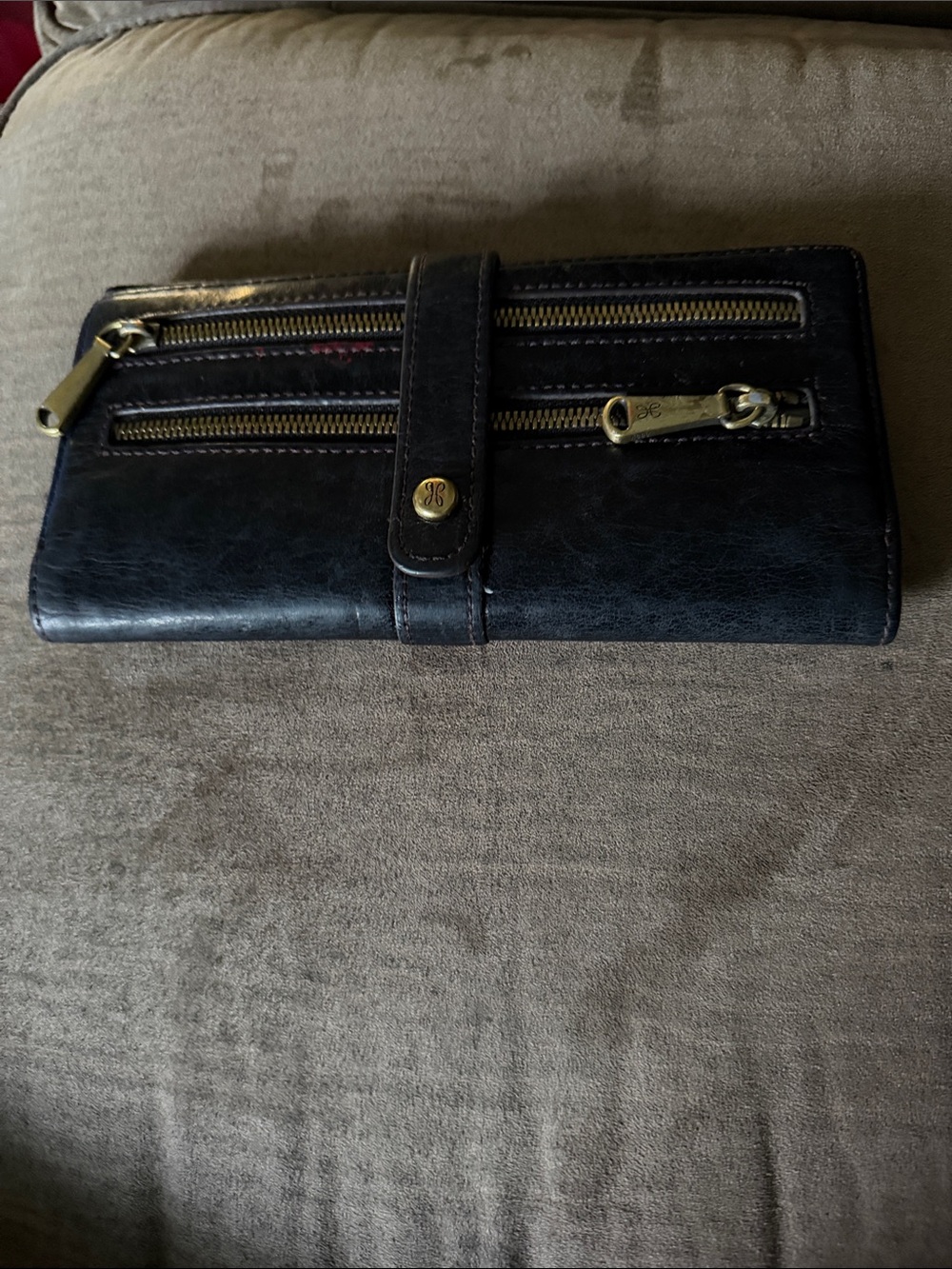 HOBO Black Leather Zip Wallet Clutch